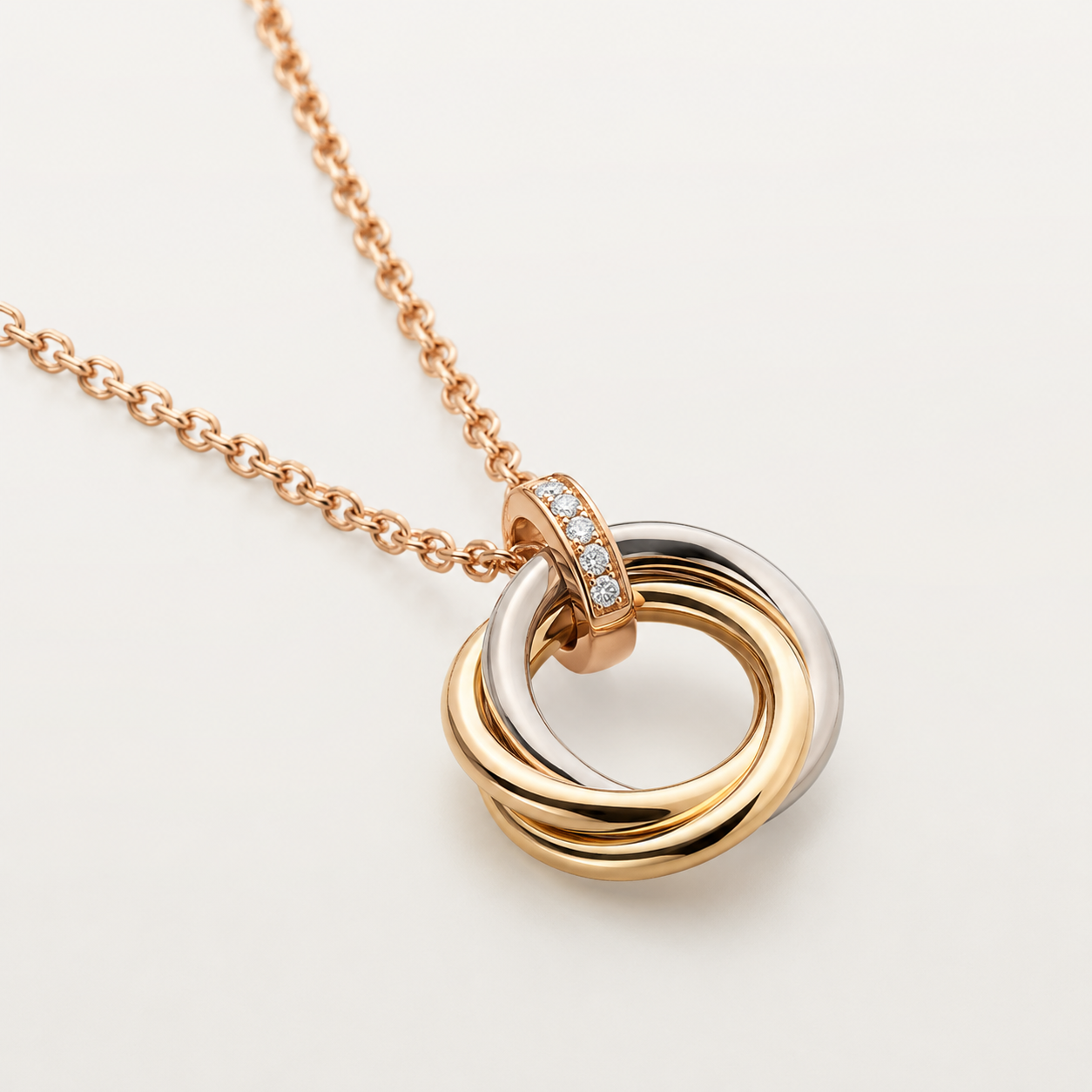 Gold-Plated Triple Circle Pendant Necklace