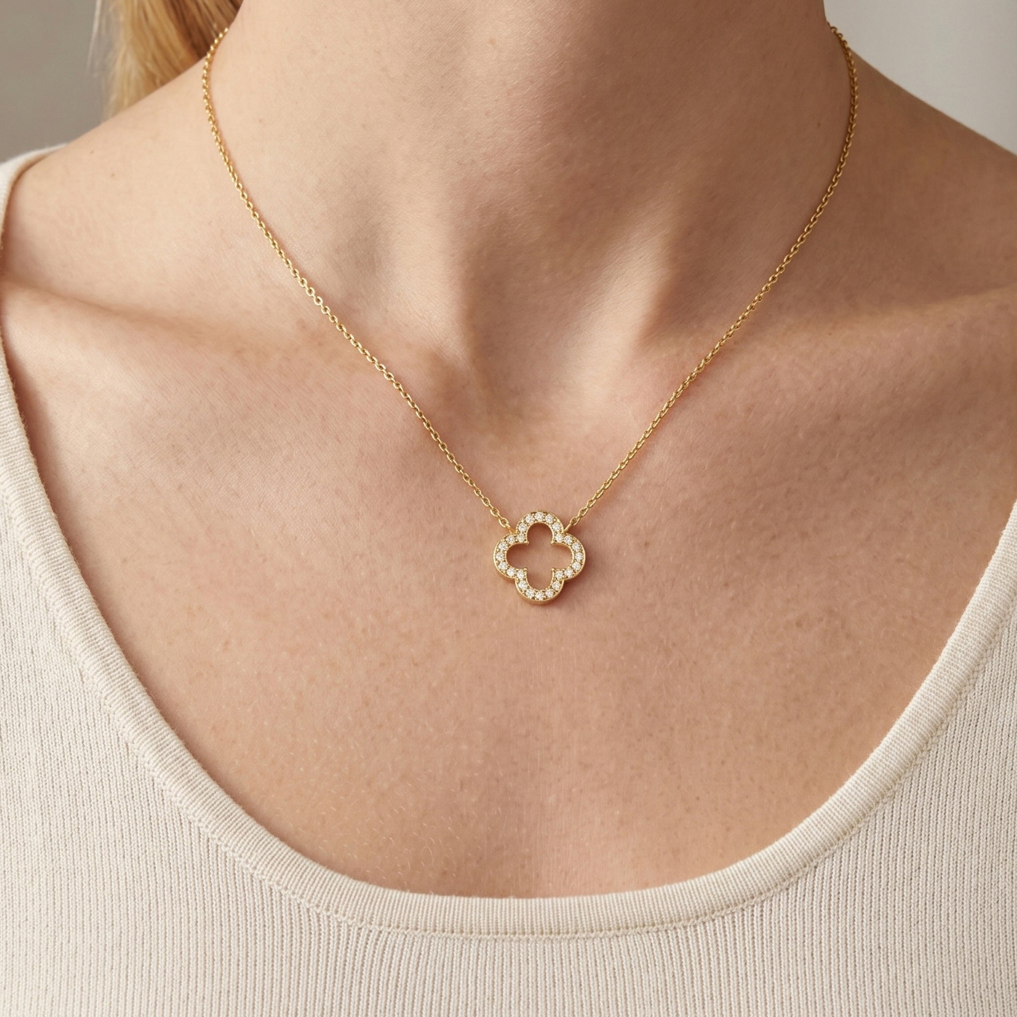 Gold Clover Pendant Necklace