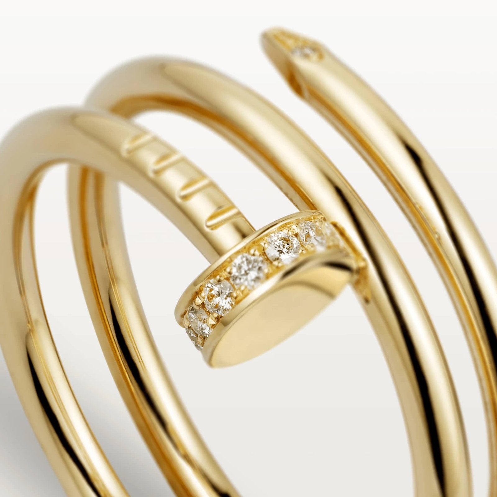 Double Ring Nail Open Ring · 18K Gold Plated · CZ · V Gold