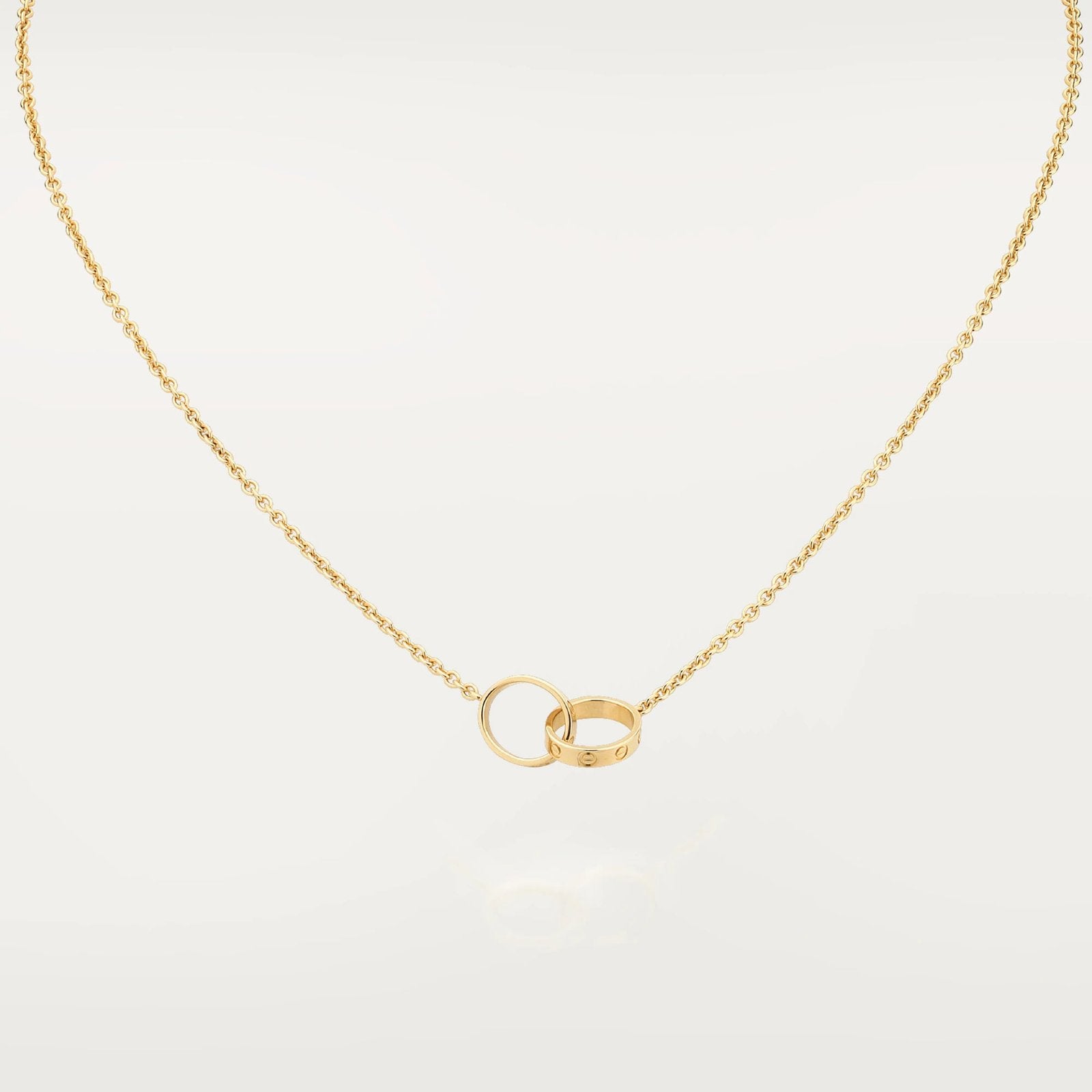 Gold-Plated Interlocking Double Ring Necklace