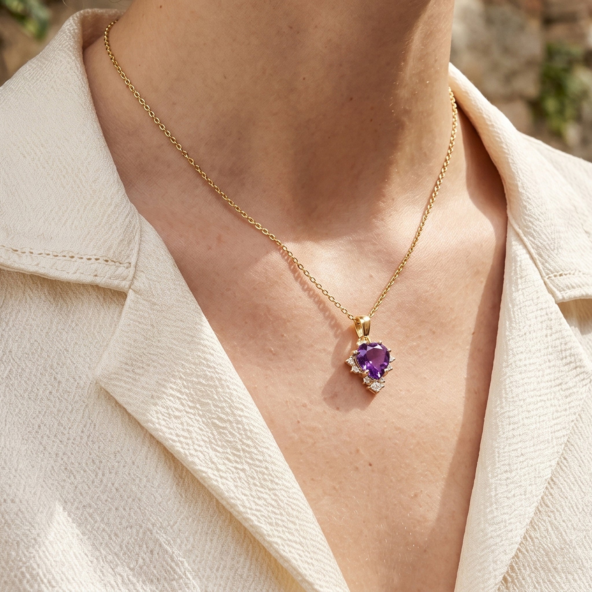 Gold Crystal Pendant Necklace