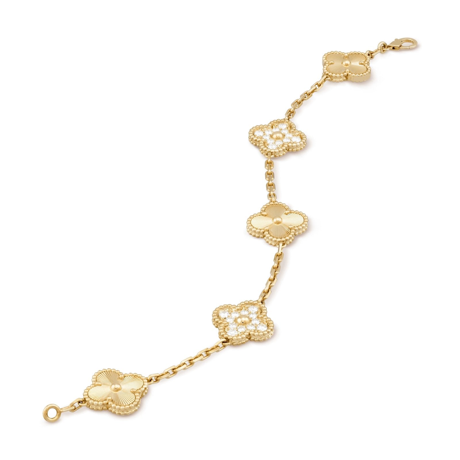 Clover Bracelet · 925 Silver · 18K Gold Plated · CZ / Malachite · 7.48”