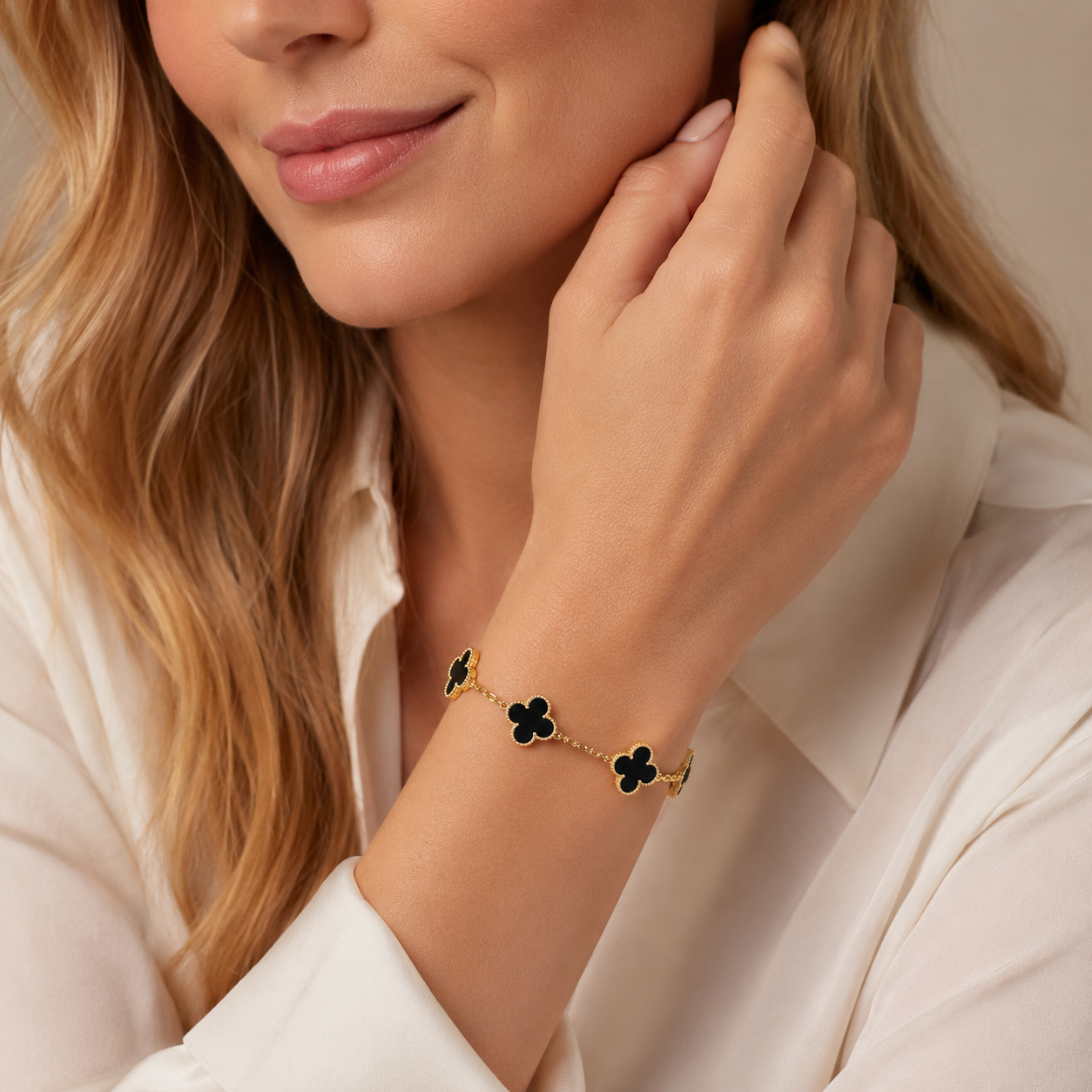 Clover Leaf Bracelet · 925 Silver · 18K Gold Plated