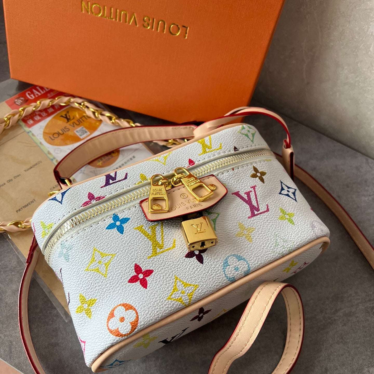 Colorful White Vanity Bag